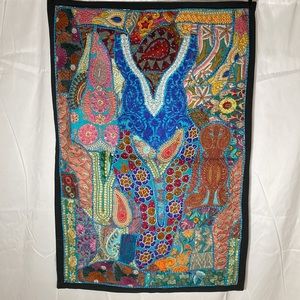 Multi-colored wall hanging Indian Patchwork Jari Tapestry